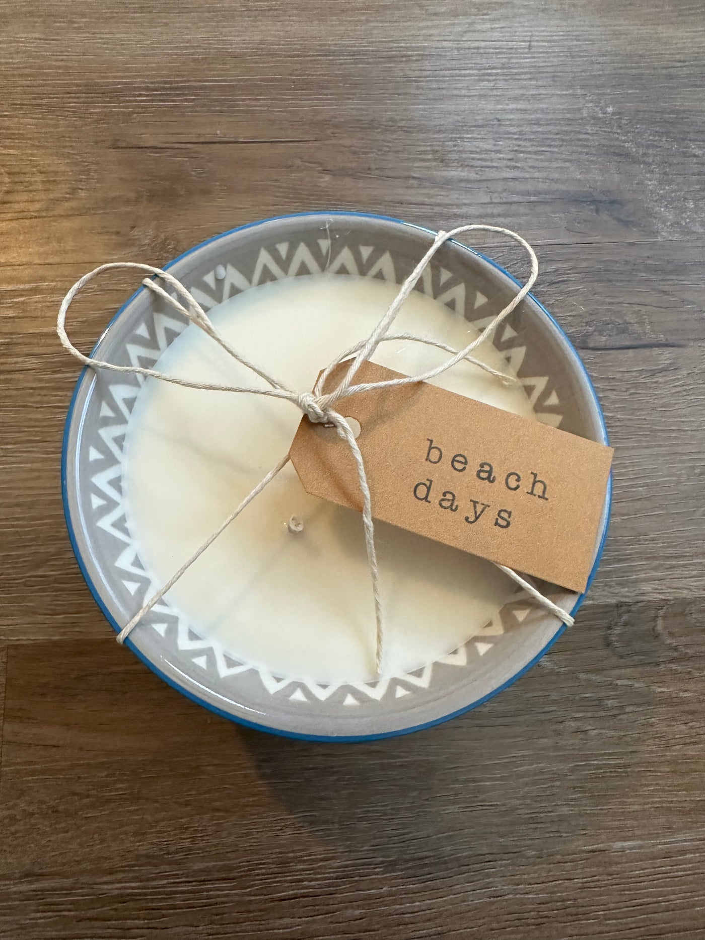 (BEACH DAYS) GREY, WHITE & BLUE BOWL WITH INTRICATE DESIGNS